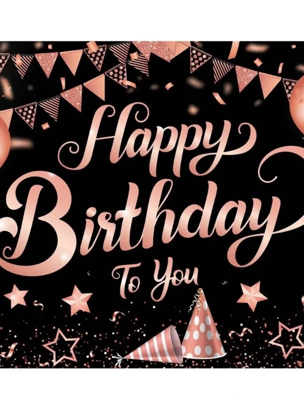 Rose Gold Happy Birthday Party Backdrop Banner- Elegant Celebration Décor